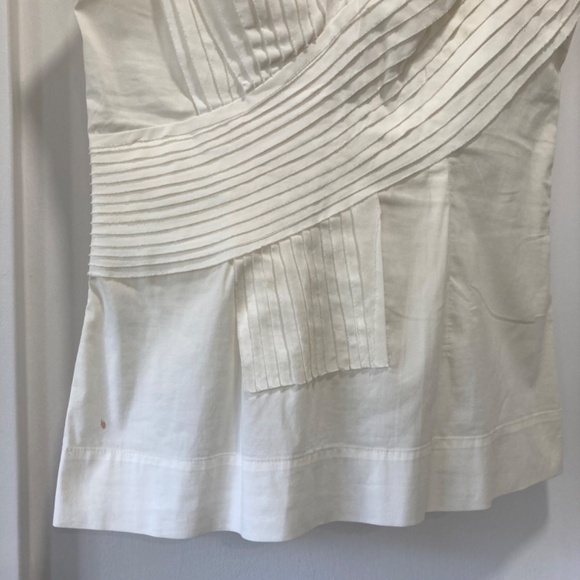 BCBG MaxAzria White Cotton V-Neck Bow Fitted Top Size XXS - Picture 6 of 13